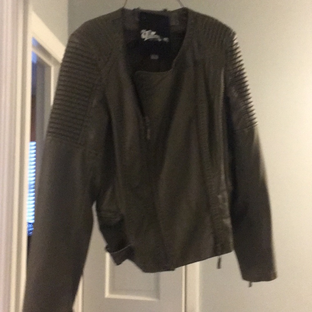 Hunter Green faux leather jacket